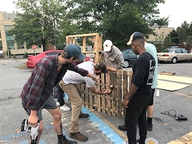 WVU landscape architecture students preparing for PARK(ing) Day 2018