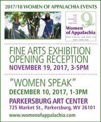 Invitation flyer for Fine Arts Exhibition Opening Reception, November 19, 3 to 5 p.m., Parkersburg Art Center, 725 Market Street, Parkersburg, West Virginia