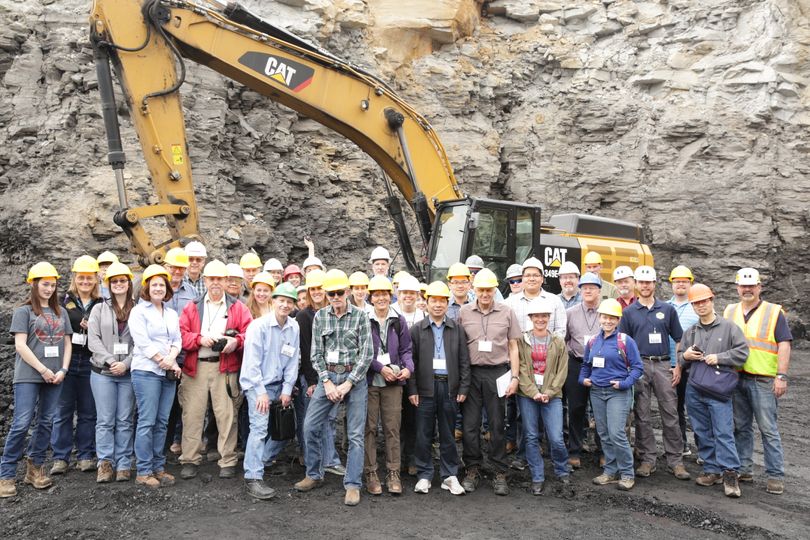 Jeff Skousen leads a field trip to a nearby surfaced mine during the 2017 symposium. 