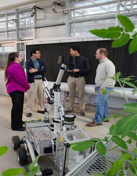 Robot Agriculture — Pictured are researchers, Nicole Waterland, Yong Lak Park, Xin Li and Jason Gross.