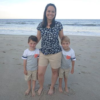 Renee with her sons at the beach