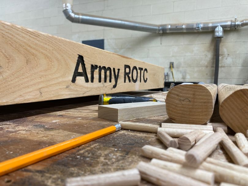 Inscription of pushup platform "Army ROTC"
